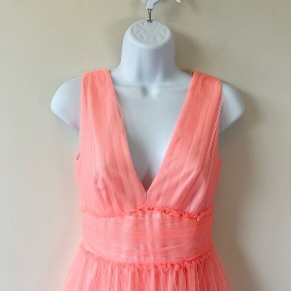J. Crew Lynette Tulle Cocktail Dress Neon Coral Cocktail Balletcore Size 00 $228 - Picture 7 of 15